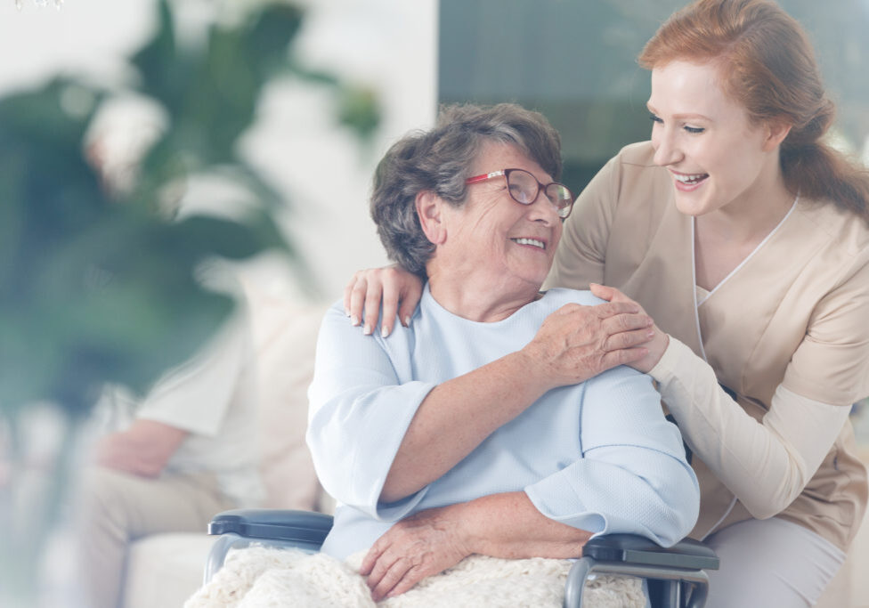 Happy,Patient,Is,Holding,Caregiver,For,A,Hand,While,Spending